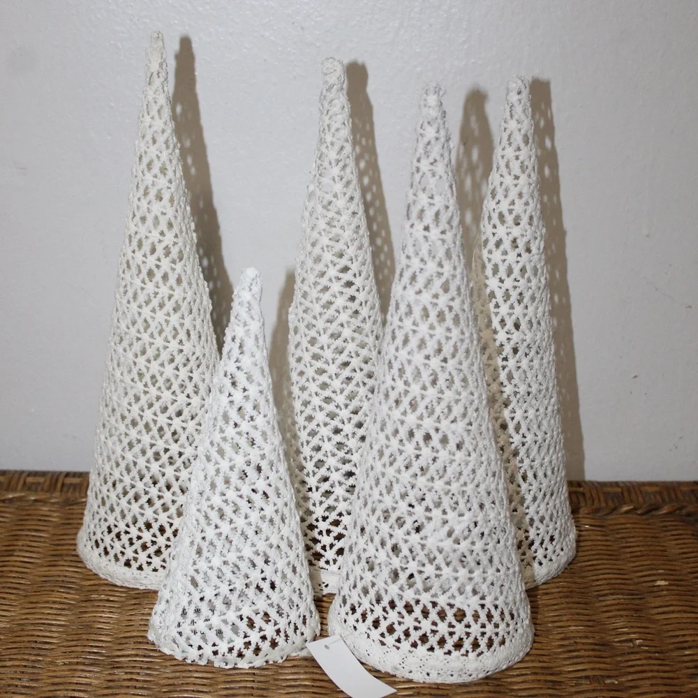 West Elm. Fabric Cones Trees Open Bottom. Set of 5